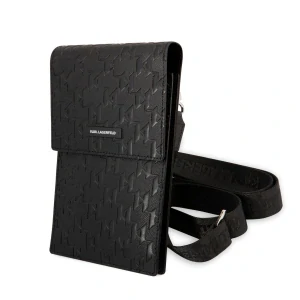 Karl Lagerfeld Saffiano Monogram Wallet Phone Bag Black 3666339051778